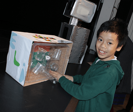 Student recycles waste into a marble run game