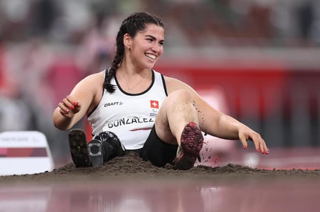 Student long jump athlete