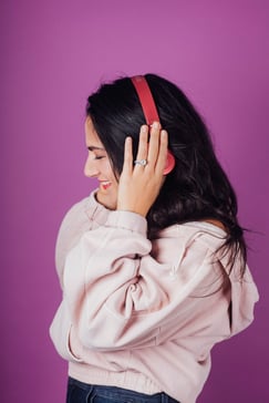 Student listening to music